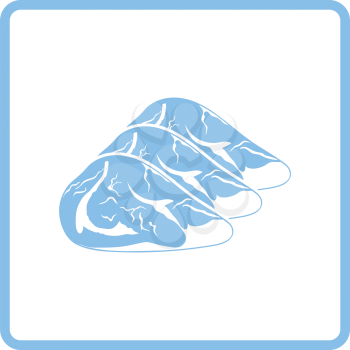 Raw meat steak icon. Blue frame design. Vector illustration.