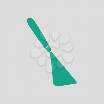 Palette knife icon. Gray background with green. Vector illustration.