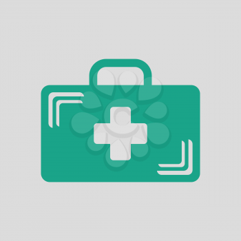 Medical case icon. Gray background with green. Vector illustration.