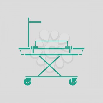 Medical stretcher icon. Gray background with green. Vector illustration.