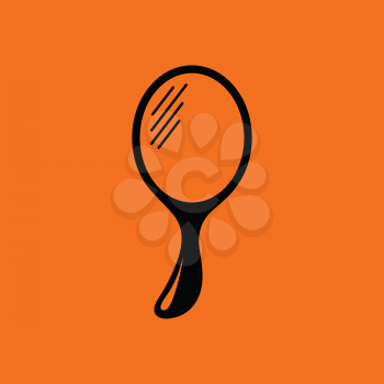 Hand-glass icon. Orange background with black. Vector illustration.
