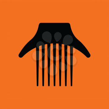 Comb icon. Orange background with black. Vector illustration.