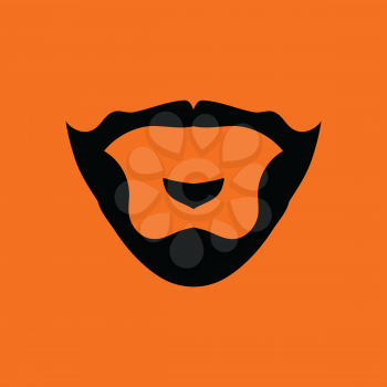 Goatee icon. Orange background with black. Vector illustration.