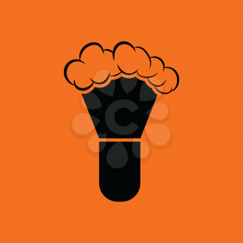 Shaving brush icon. Orange background with black. Vector illustration.