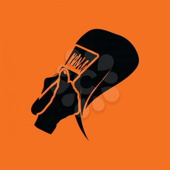 Painting hair icon. Orange background with black. Vector illustration.