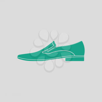 Man shoe icon. Gray background with green. Vector illustration.