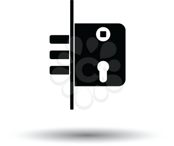 Door lock icon. White background with shadow design. Vector illustration.