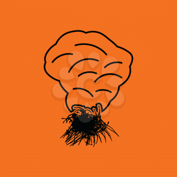 Sesonal grass burning icon. Orange background with black. Vector illustration.