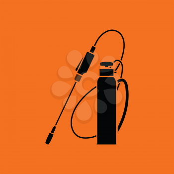 Garden sprayer icon. Orange background with black. Vector illustration.