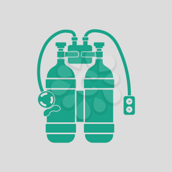 Icon of scuba. Gray background with green. Vector illustration.