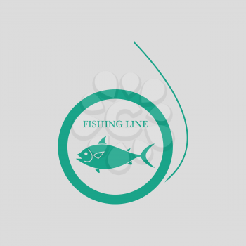 Icon of fishing line. Gray background with green. Vector illustration.