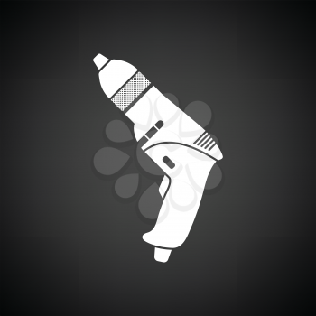 Electric drill icon. Black background with white. Vector illustration.