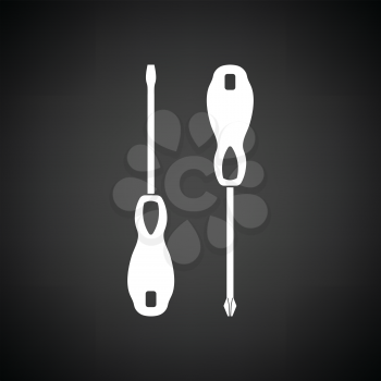 Screwdriver icon. Black background with white. Vector illustration.