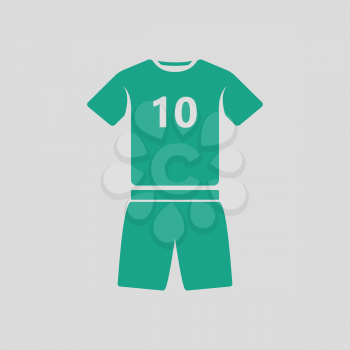 Soccer uniform icon. Gray background with green. Vector illustration.