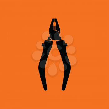 Pliers tool icon. Orange background with black. Vector illustration.