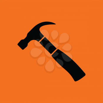 Hammer icon. Orange background with black. Vector illustration.