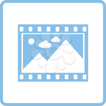 Film frame icon. Blue frame design. Vector illustration.