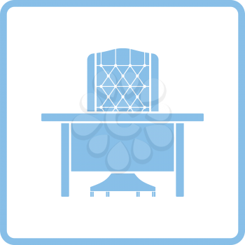 Table and armchair icon. Blue frame design. Vector illustration.