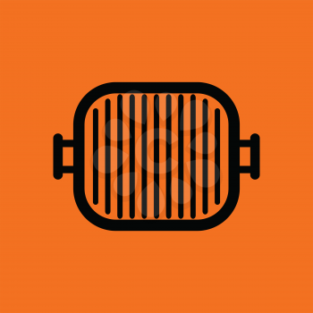 Grill pan icon. Orange background with black. Vector illustration.