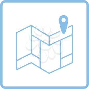 Navigation map icon. Blue frame design. Vector illustration.