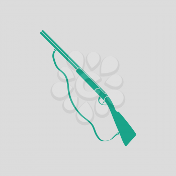 Hunting gun icon. Gray background with green. Vector illustration.
