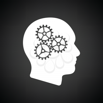Brainstorm  icon. Black background with white. Vector illustration.