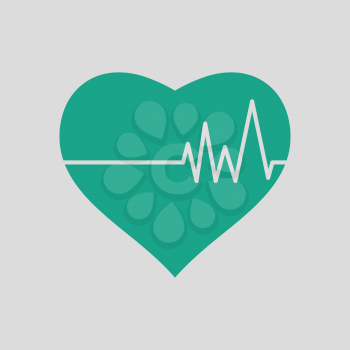 Heart with cardio diagram icon. Gray background with green. Vector illustration.