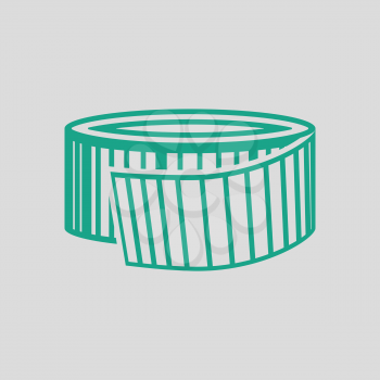 Measure tape icon. Gray background with green. Vector illustration.