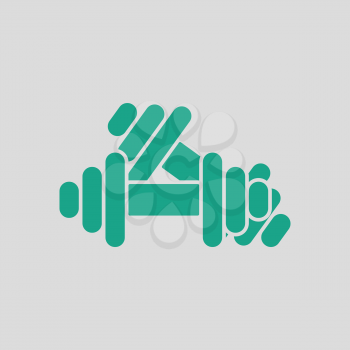 Dumbbell icon. Gray background with green. Vector illustration.