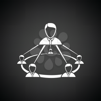 Business team icon. Black background with white. Vector illustration.
