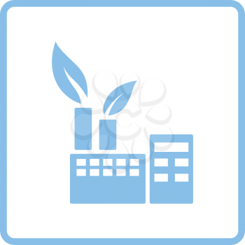 Ecological industrial plant icon. Blue frame design. Vector illustration.