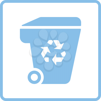 Garbage container recycle sign icon. Blue frame design. Vector illustration.