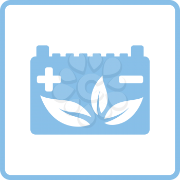 Car battery leaf icon. Blue frame design. Vector illustration.