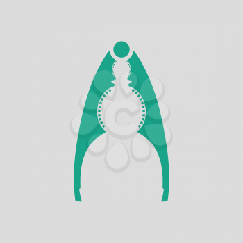 Nutcracker pliers icon. Gray background with green. Vector illustration.