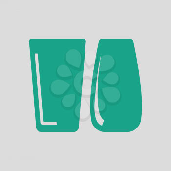 Two glasses icon. Gray background with green. Vector illustration.
