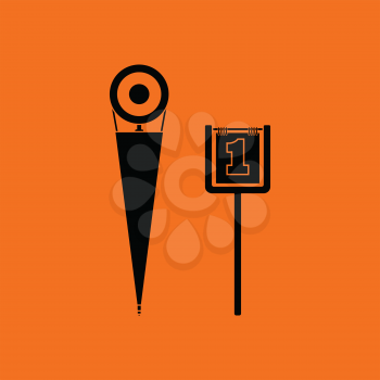 American football sideline markers icon. Orange background with black. Vector illustration.