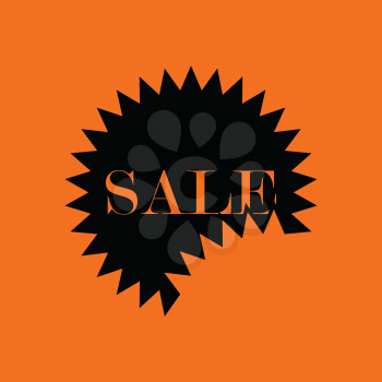 Sale tag icon. Orange background with black. Vector illustration.