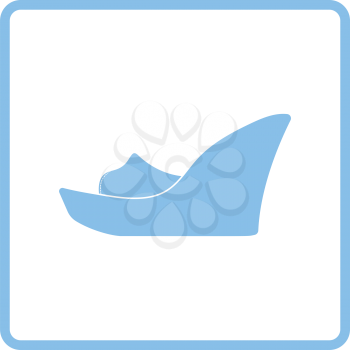 Platform shoe icon. Blue frame design. Vector illustration.