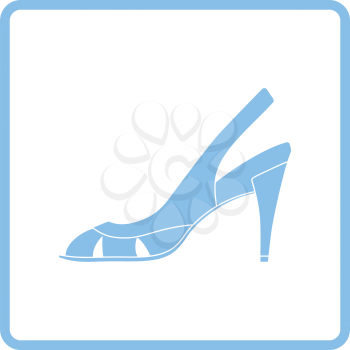 Woman heeled sandal icon. Blue frame design. Vector illustration.