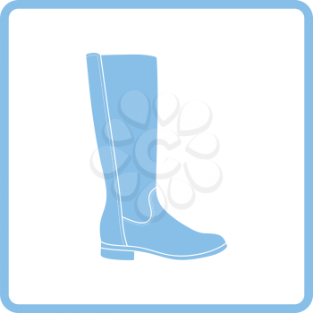 Autumn woman boot icon. Blue frame design. Vector illustration.