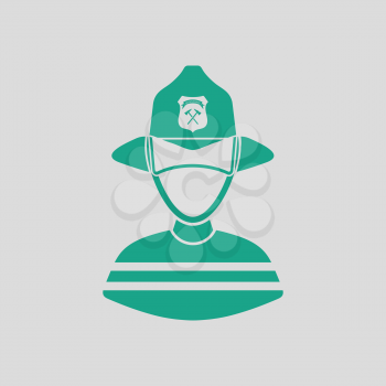 Fireman icon. Gray background with green. Vector illustration.