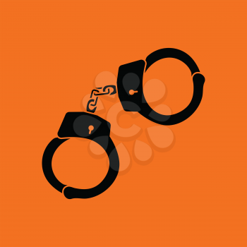 Police handcuff icon. Orange background with black. Vector illustration.