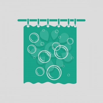Bath curtain icon. Gray background with green. Vector illustration.