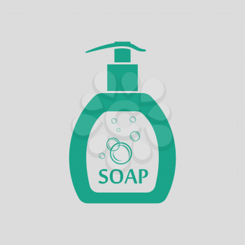 Liquid soap icon. Gray background with green. Vector illustration.
