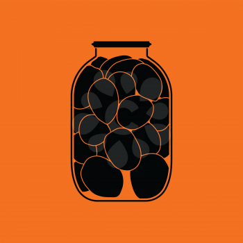 Canned tomatoes icon. Orange background with black. Vector illustration.