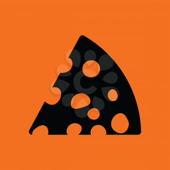Cheese icon. Orange background with black. Vector illustration.