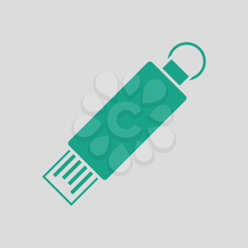 USB flash icon. Gray background with green. Vector illustration.