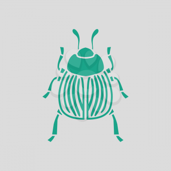 Colorado beetle icon. Gray background with green. Vector illustration.