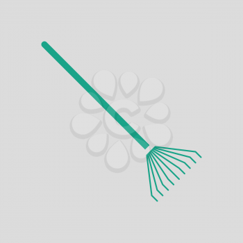 Rake icon. Gray background with green. Vector illustration.