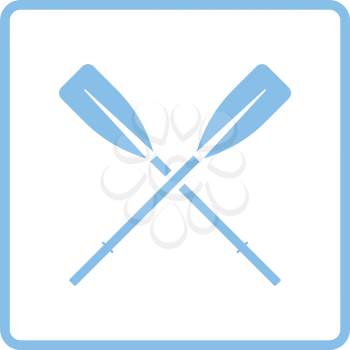 Icon of  boat oars. Blue frame design. Vector illustration.